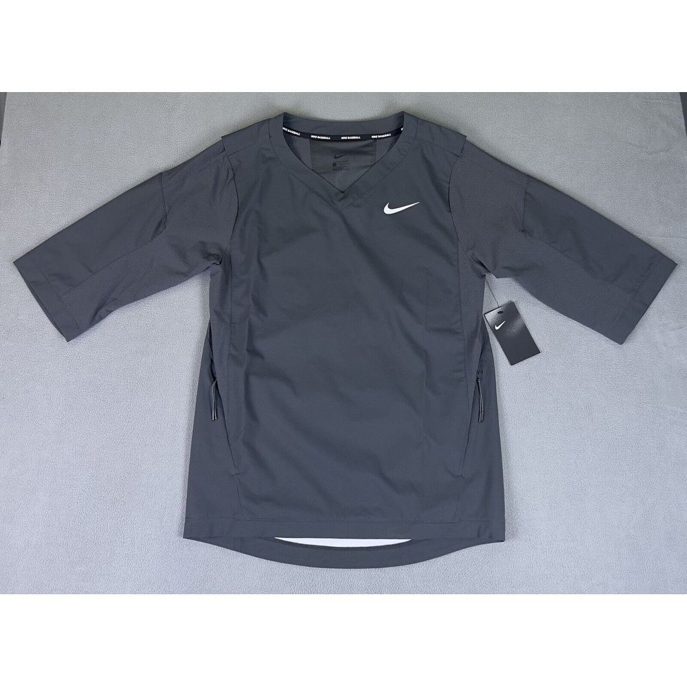 Nike Baseball Warm Up Hot Jacket Mens Small Grey 3/4 Sleeve Vented Performance
